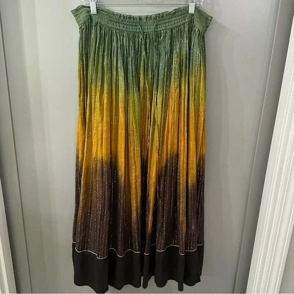 Zara Maxi Skirt Multicolored Metallic Ombré Boho Maxi Skirt 100% Cotton Sz M - Picture 1 of 8